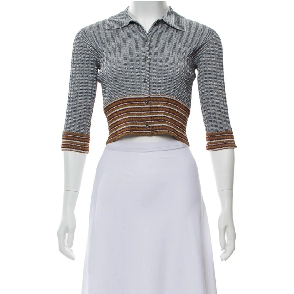 ANA JOURDEN Varsity Ribbed Polo Lamé Size Small